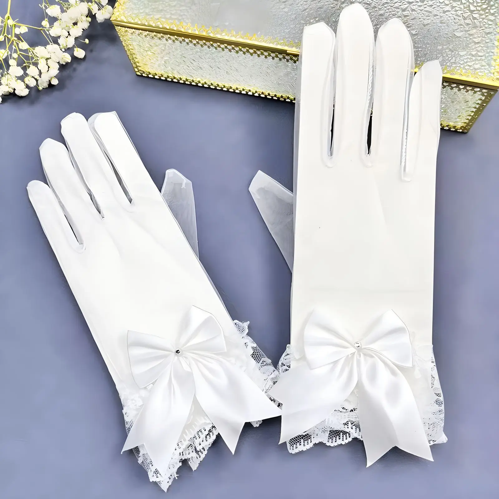 Gants en Satin et Dentelle avec Nministériels d Papillon pour Femme, Protection Solaire Élégante, Accessoires de ixde Mariage, Nouvelle Collection