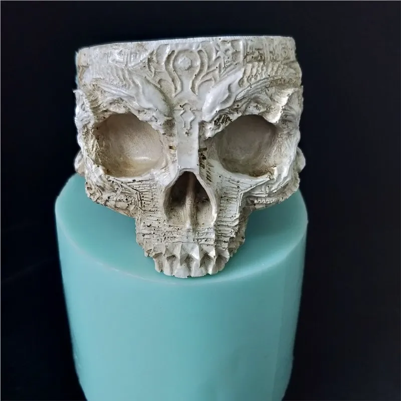 

PRZY HP0135 Silicone Mould Flower Pots Mold Silicone Cement Concrete Flower Pot Resin Skull Silicone Rubber Eco-friendly