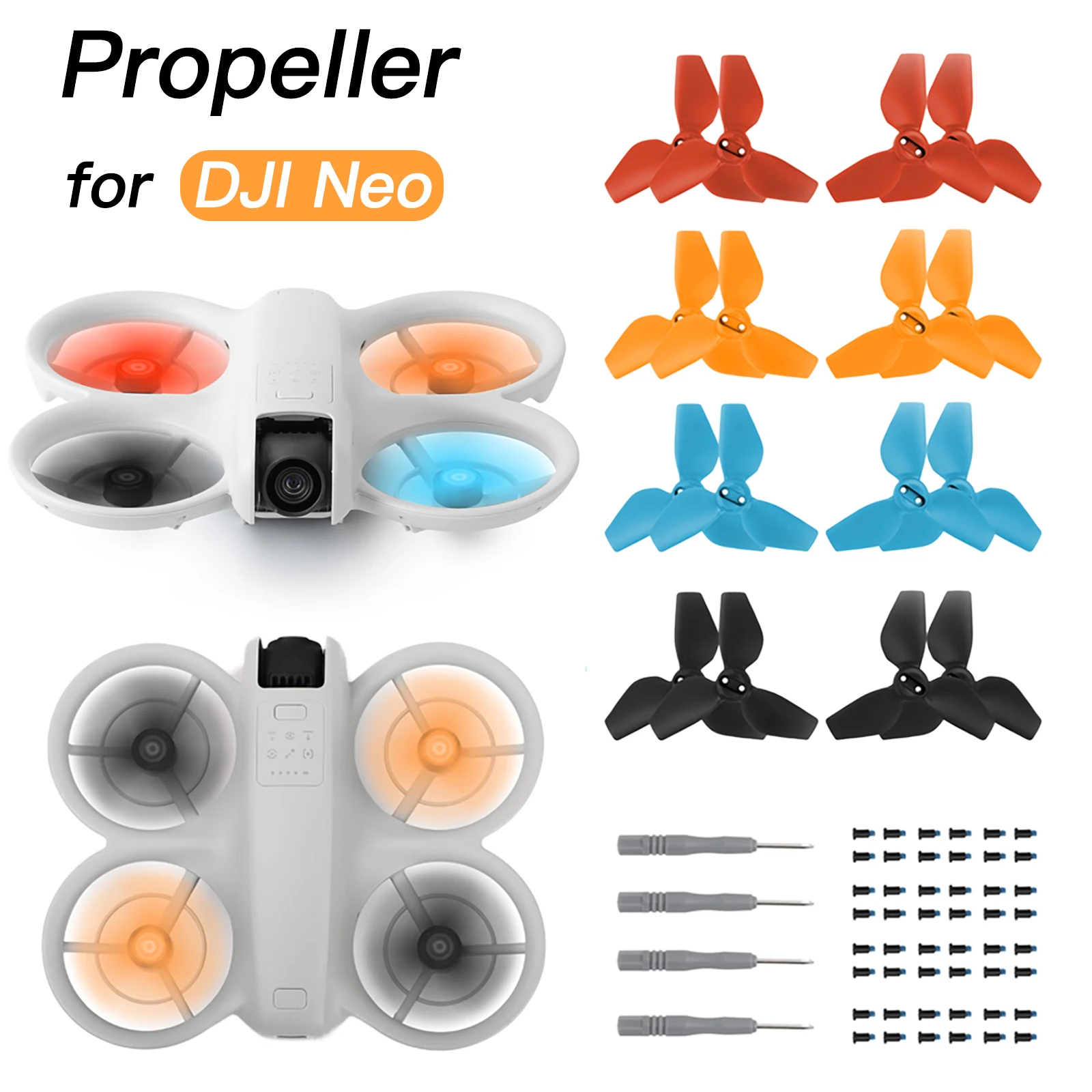 

2 Pairs Propeller for DJI Neo Drone Props Blade Colorful Propellers Replacement Light Weight Wing Fans Spare Parts Accessories