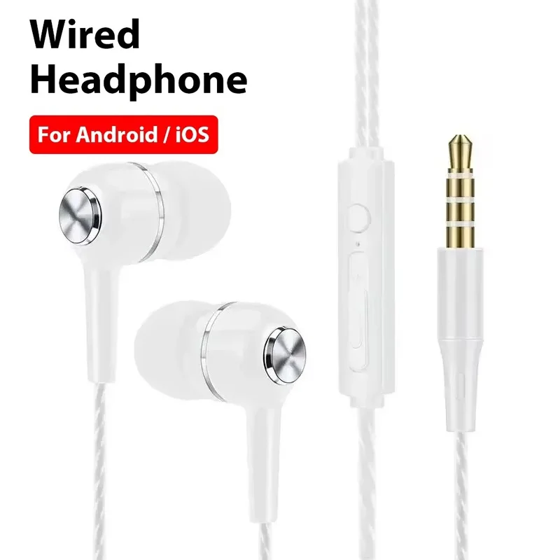 3.5mm In-Ear Headset Comfortable Sports Earbuds Clear Call Music Listening For Smartphone PC Laptop Daily Commute Audio Supplies