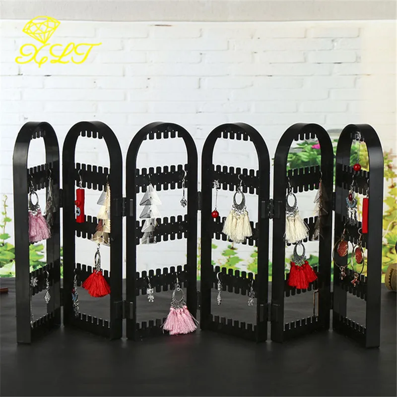 

120/180/240/360holes Plastic Clear Earrings Studs Display Rack Folding Screen Earring Jewelry Display Stand Holder Storage Box