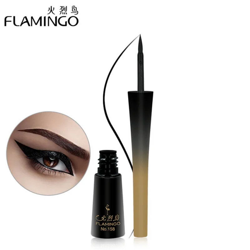 Flamingo Zachte Vloeibare Eyeliner Make-Up Harde Tip Snel Droog Langdurige Waterdichte Gladde Eyeliner Lotion Schoonheidspen