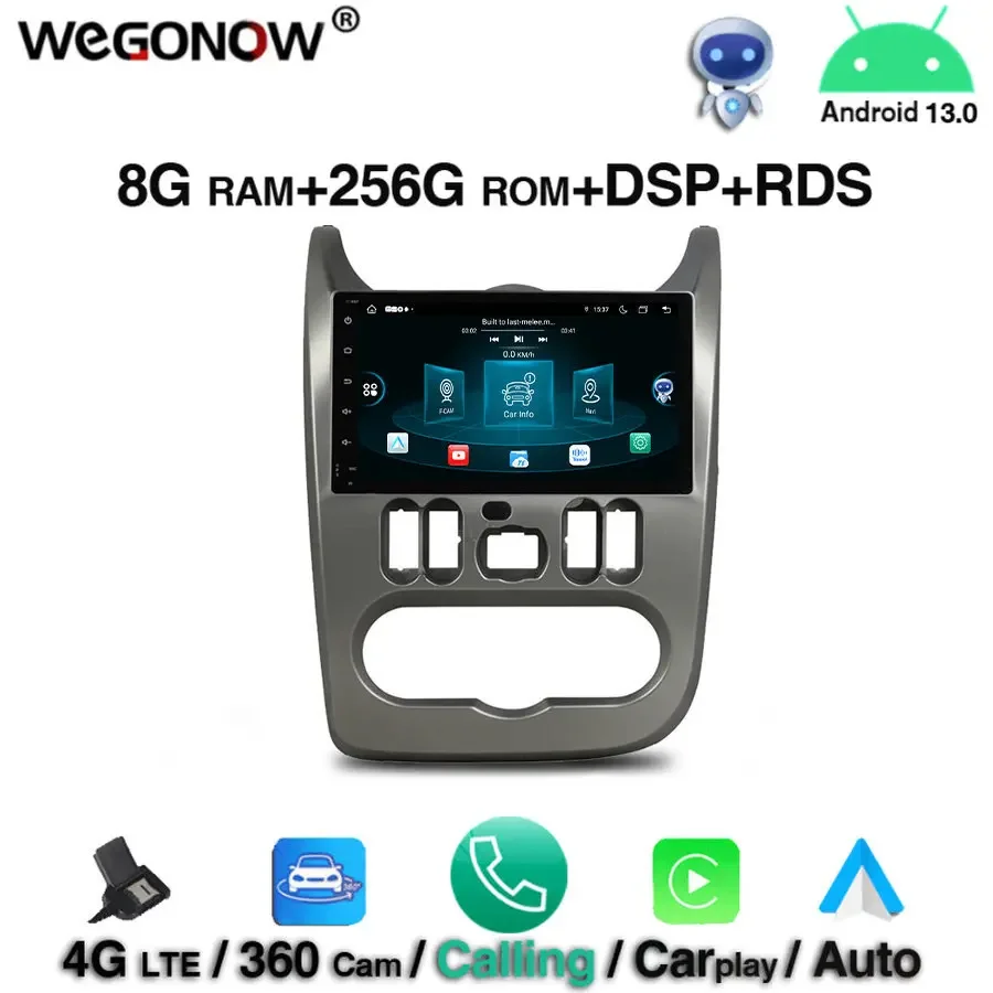 

360 DSP Android 9. 0 8G + 13,0G 8-ядерный автомобильный DVD-плеер GPS карта RDS радио Wi-Fi Bluetooth 256 для Renault Logan Sandero Duster 2015 2016