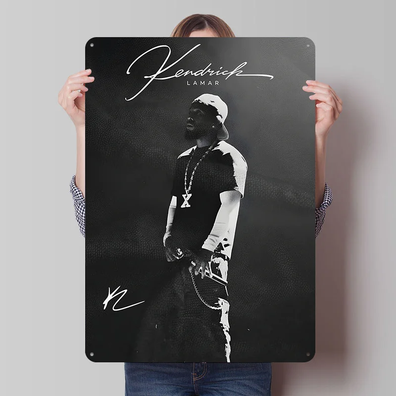 Kendrick Lamar Portrait Printed Poster Customized Retro Wall Art Vintage Metal Tin Signs for Modern Home Decoration Ornaments