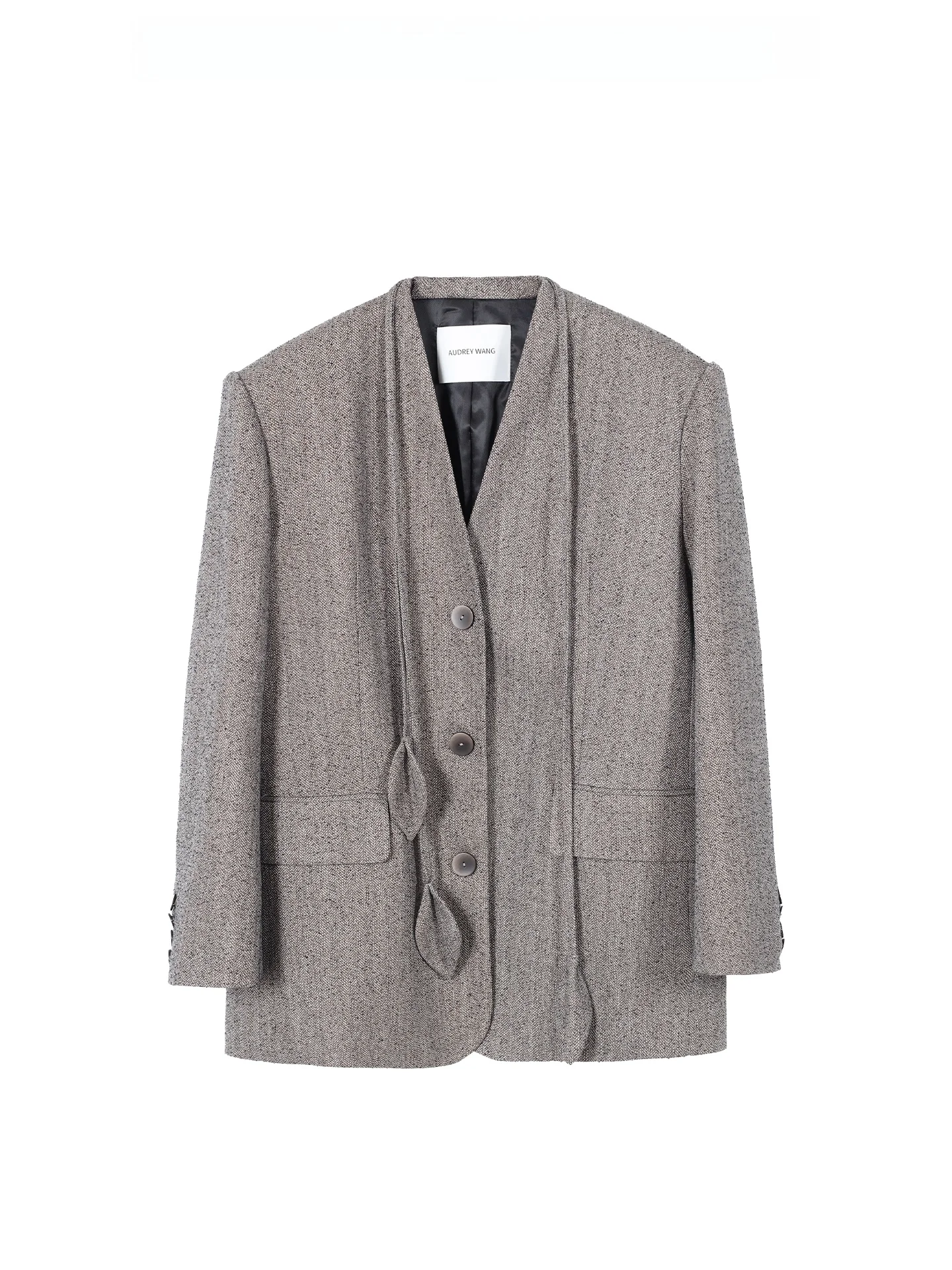 

Audrey Wang 'Free Traveler' Casual Luxury Wide Shoulder Suiting Loose Fit Women's Polyester Fibre Long Sleeve No Collar Jacket