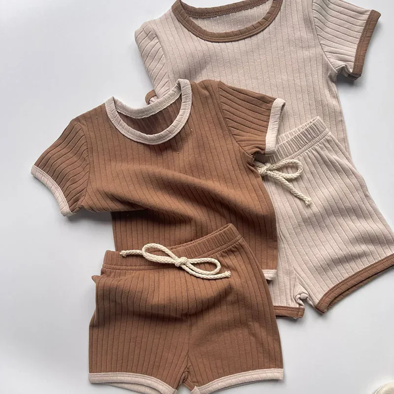 2025 New Summer 0-3Yrs Newborn Baby Clothes Set Short Sleeved Cotton T-shirt+Shorts Toddler Baby Boys Girl Clothes Suit