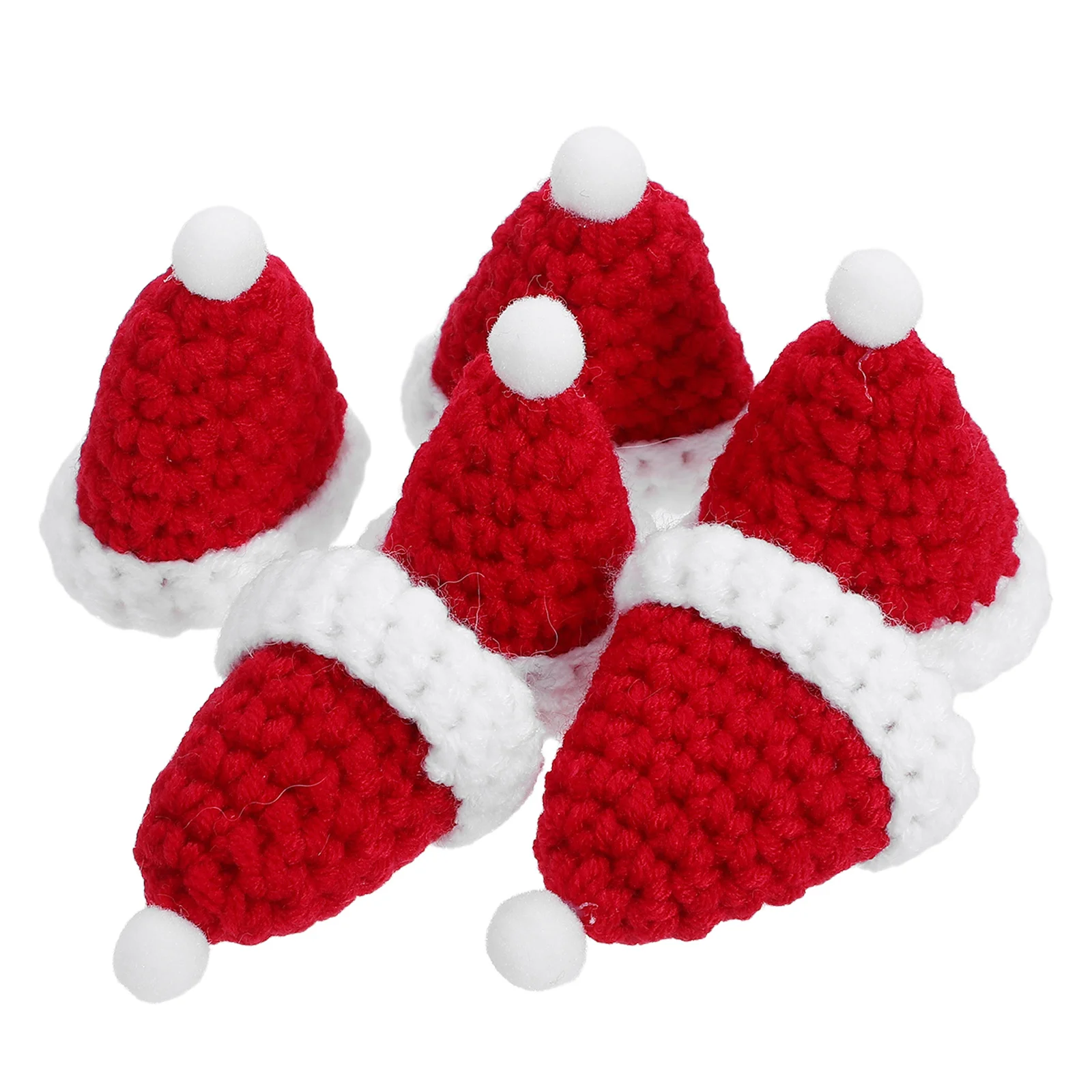 

6Pcs Mini Knitting Hats Classic Christmas Mini Wool Yarn Wine Bottle Topper Xmas Tree Decorations Craft Hats Wine Topper Hat