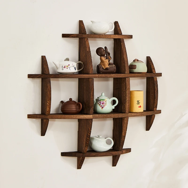 Handmade wooden wall shelving - vintage style, perfect for displaying books, art, cups and plants in the living room or bedroom