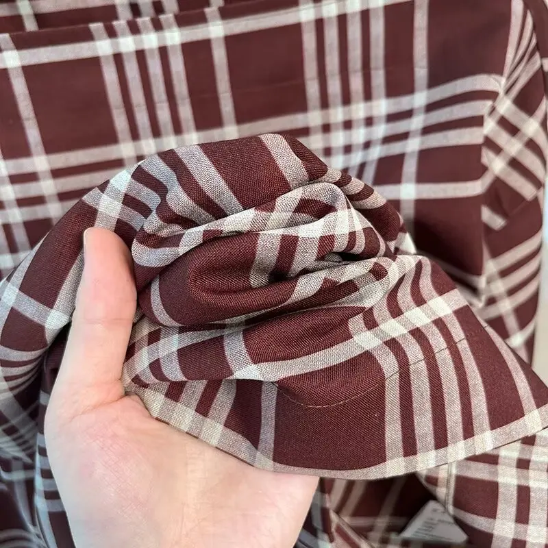 Maxdutti French Country Style Red Plaid Shirt Japanese Minimalist Loose Shirt Summer Checked Blouse Tops For Women