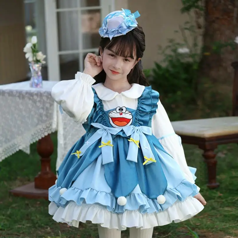 Autumn Winter New Spanish Lolita Princess Ball Gown Bow Cartoon Design Birthday Party Dresses For Girls Eid A3199