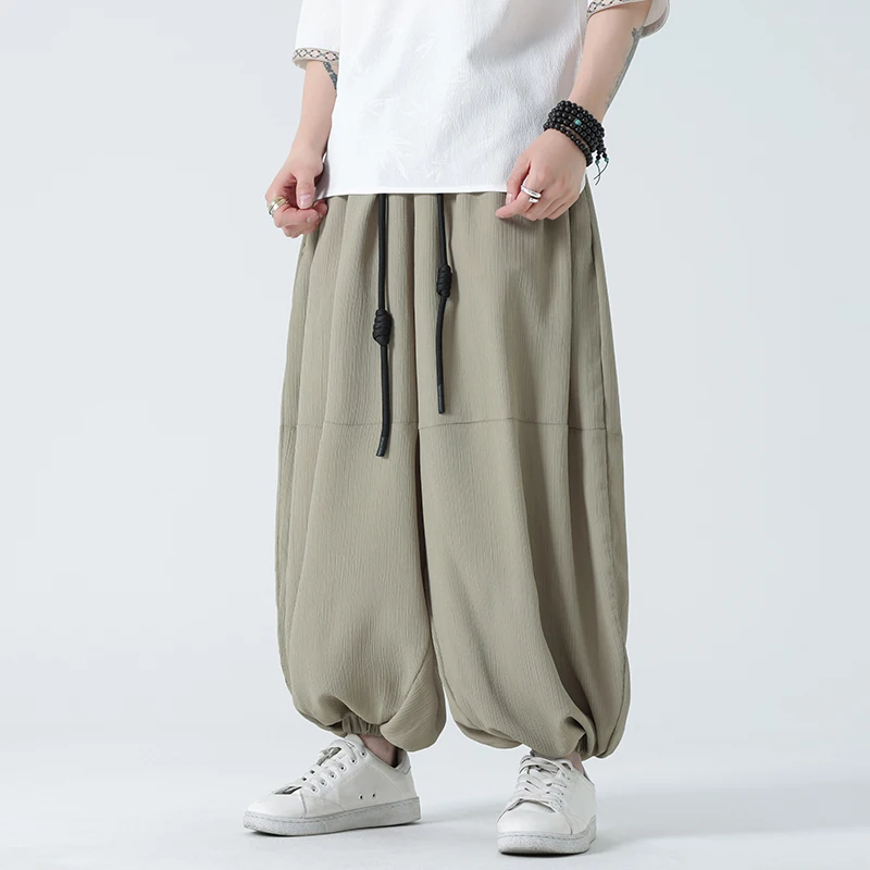 Männer Schwarz Breite Bein Hosen Männer Elastische Taille Lose Hosen Männer Streetwear Chinesischen Stile Casual Hosen Männer Vintage Übergroßen Hosen