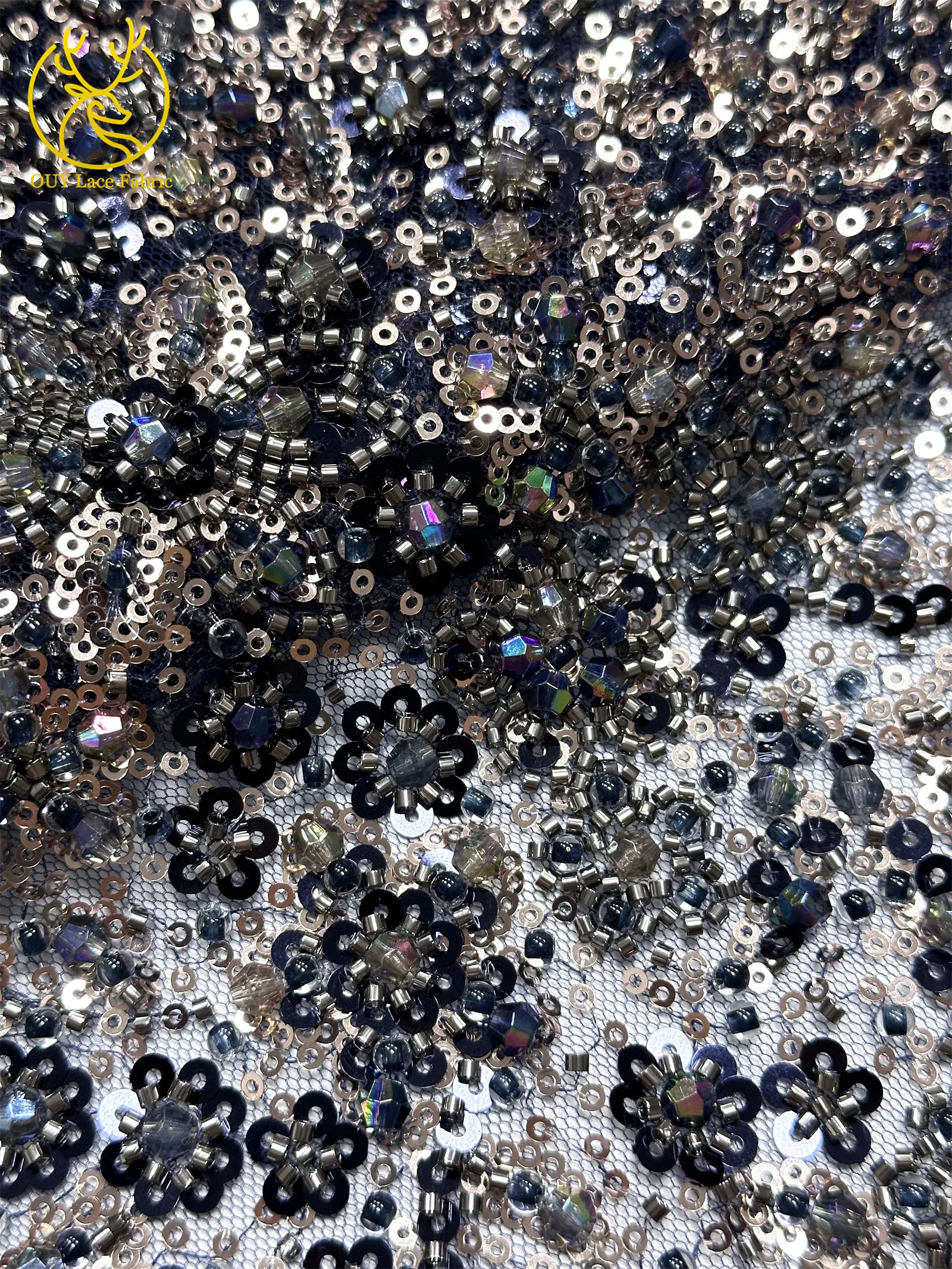 Eleganter und wunderschöner afrikanischer Perlen-Spitzenstoff 2026 Hochwertiger französischer Pailletten-Spitzenstoff für Damen-Abendkleider – Detail 28