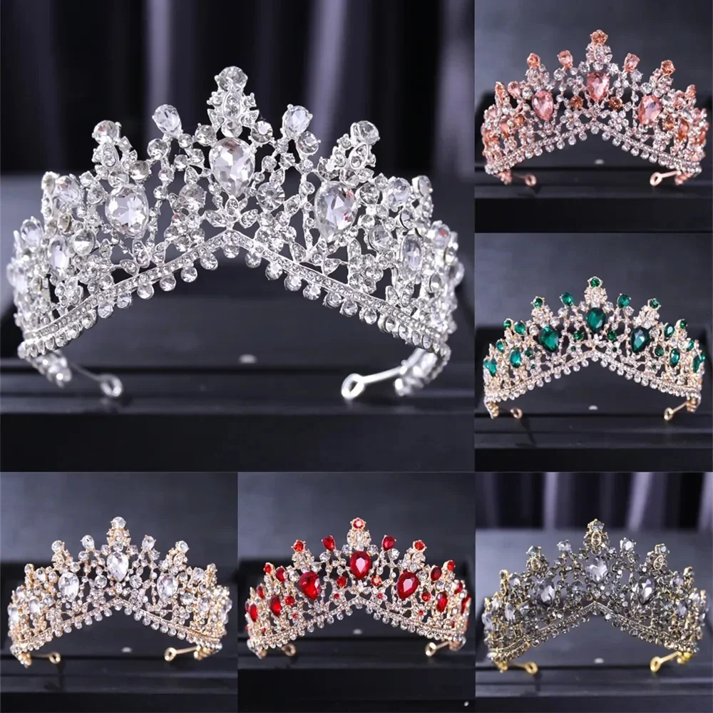 Baroque Crystal Water Drop Crowns And Tiaras Vintage Rhinestone Tiara Crown for Women Bride Wedding Hair Accessories Jewelry