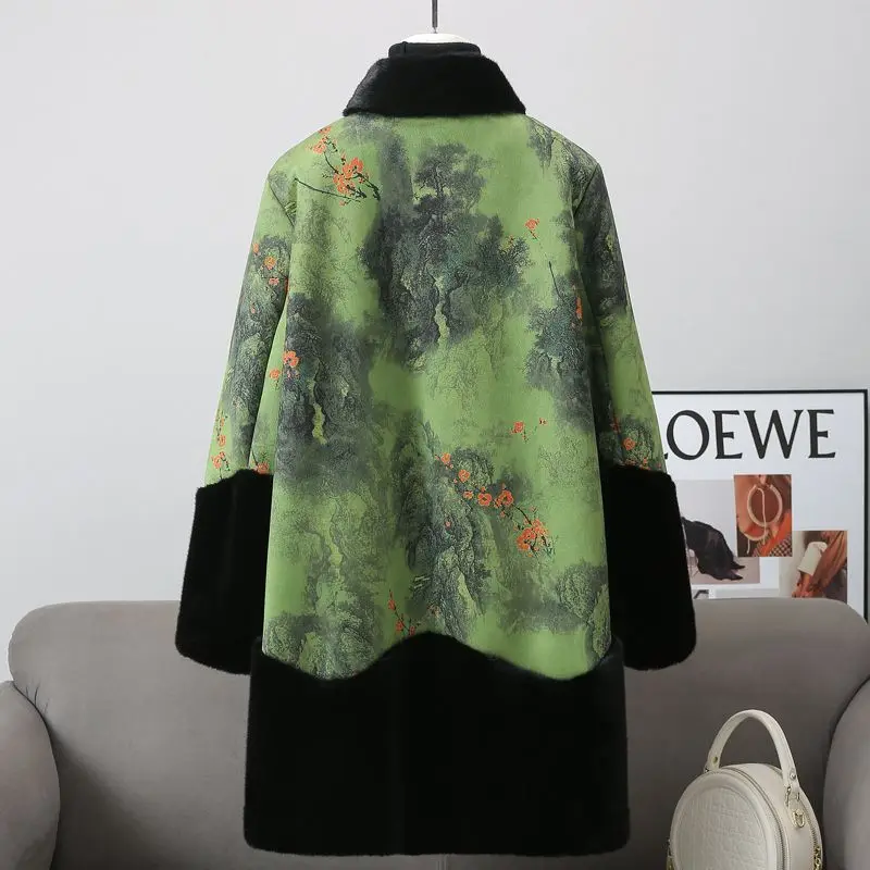 High Quality Middle-aged Elderly Mother Long Fur Jacket 2025 Autumn Winter Women's Thicken Warm Double-sided Mink Fur Coats