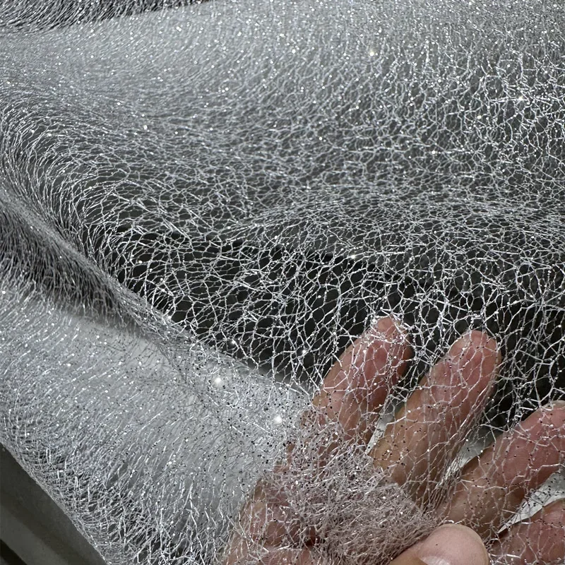 

Серебряный блестящий белый нерегулярный случайный сетчатый DIY свадебное платье сценическая одежда юбка украшение сетчатая ткань