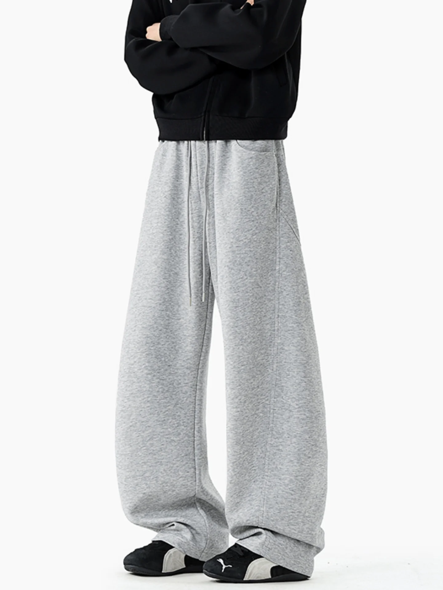 

Heavyweight Curved Blade Men's Spring Autumn Casual Pants American Sle Loose Wide Leg Trousers Faionable Running Workout