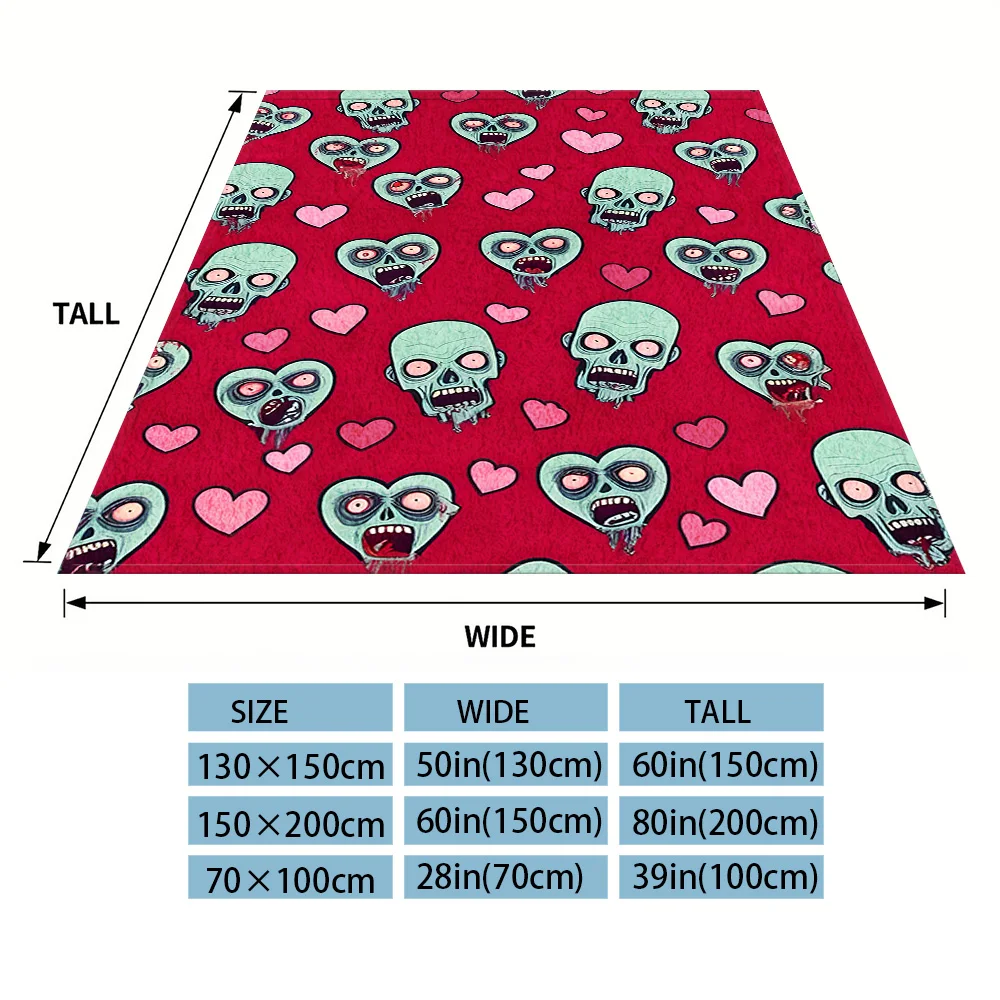 Zombie Hearts Sofa Specific Soft Flannel Blanket, Universal Plush Gift Blanket For All Seasons