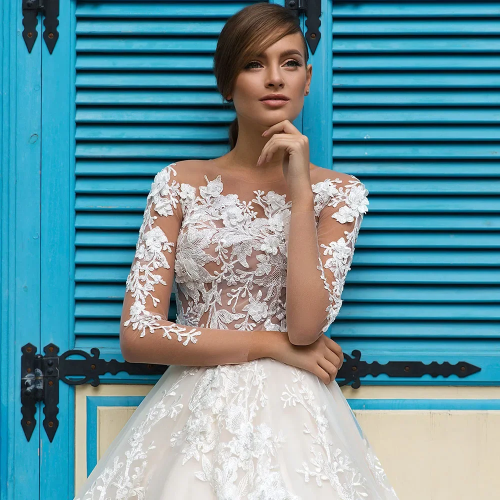 Vestidos De novia De lujo con apliques De flores De cristal personalizados Vestido De Casamento transparente vestidos De boda sexis Abiti Da Sposa