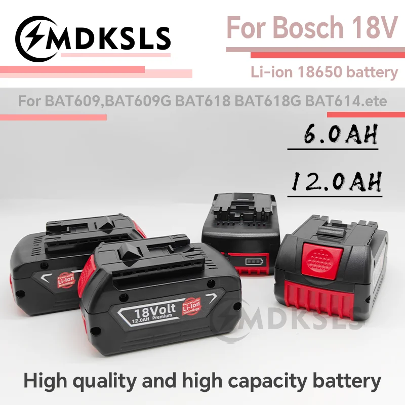 

MDKSLS 2026 NEW 18V 6.0/12Ah rechargeable lithium-ion battery for Bosch BAT609 BAT609G BAT618 BAT618G BAT614 for electric drill