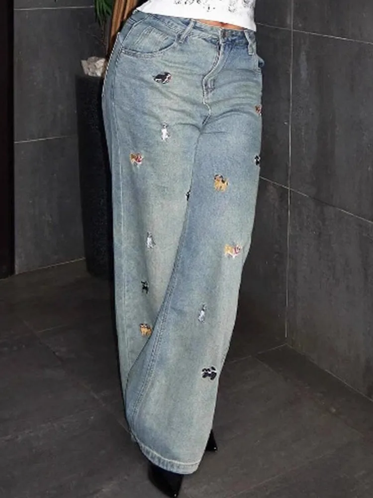 

Women High Waist Wide Leg Jeans Shiny Straight Pants Long Palazzo Casual Trendy Trousers 2025 Spring Autumn Winter New Trousers