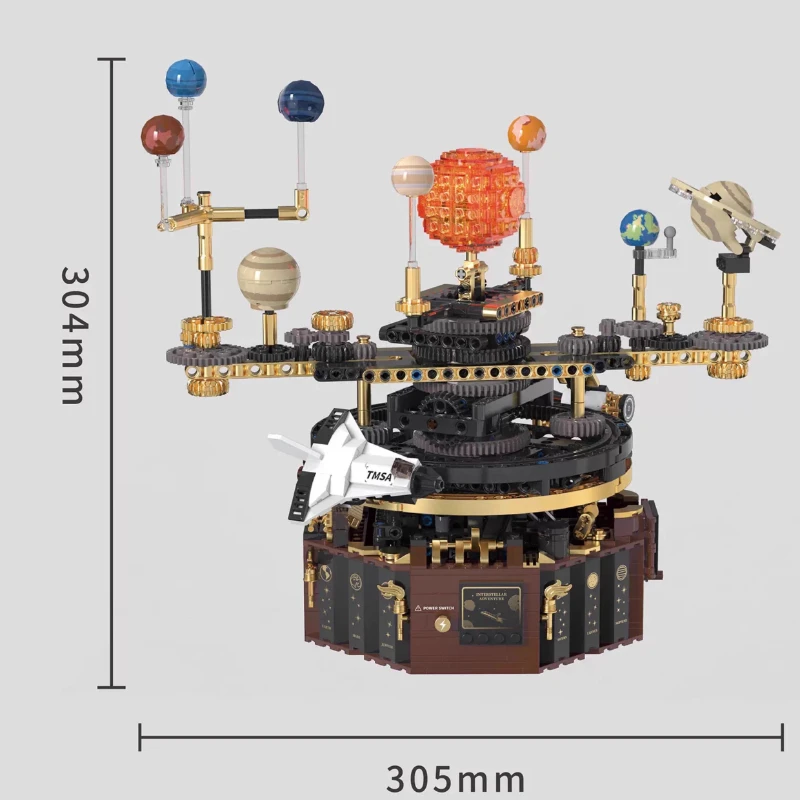 Kit di blocchi di costruzione per esplorazione spaziale del sistema solare 3D Giocattolo STEM con luci a LED Modalità manuale elettrica Puzzle Regalo per adolescenti e adulti