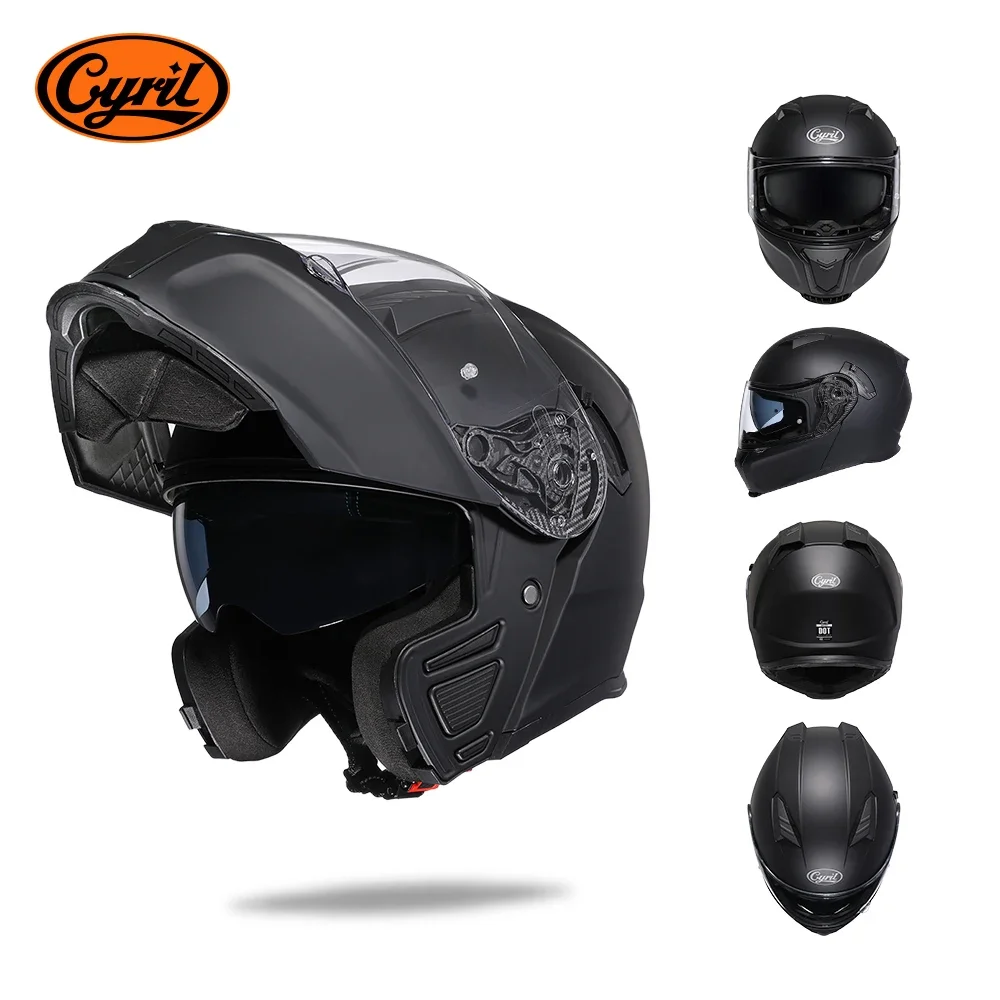 Integraal motorhelm met dubbel vizier Cyril opklapbare motorhelm met Bluetooth-sleuf voor volwassen DOT goedgekeurde helm