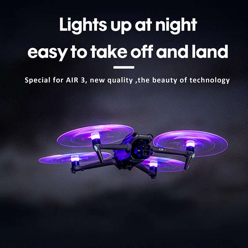 STARTRC LED Propeller For DJI Air 3/Air 3S Accessories LED Flash Propeller Night Light Glowing Propellers Low Noise Props 2Pair