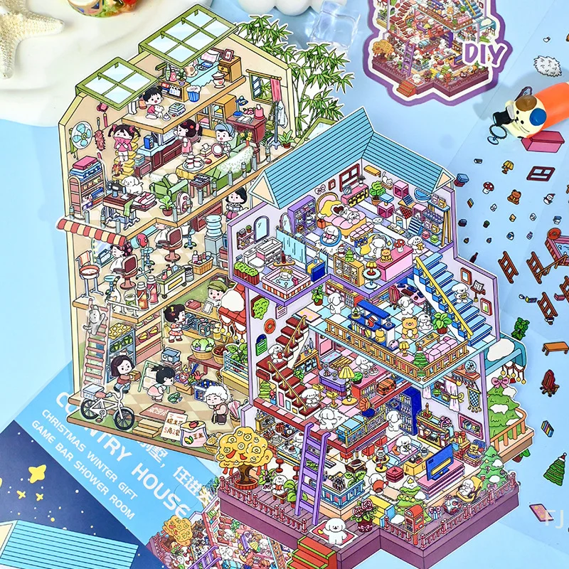 

[YU]Oversize 2.0 Miniature Scene Stickers 3d Scene Making Mini Decompression Diy Craft Stickers