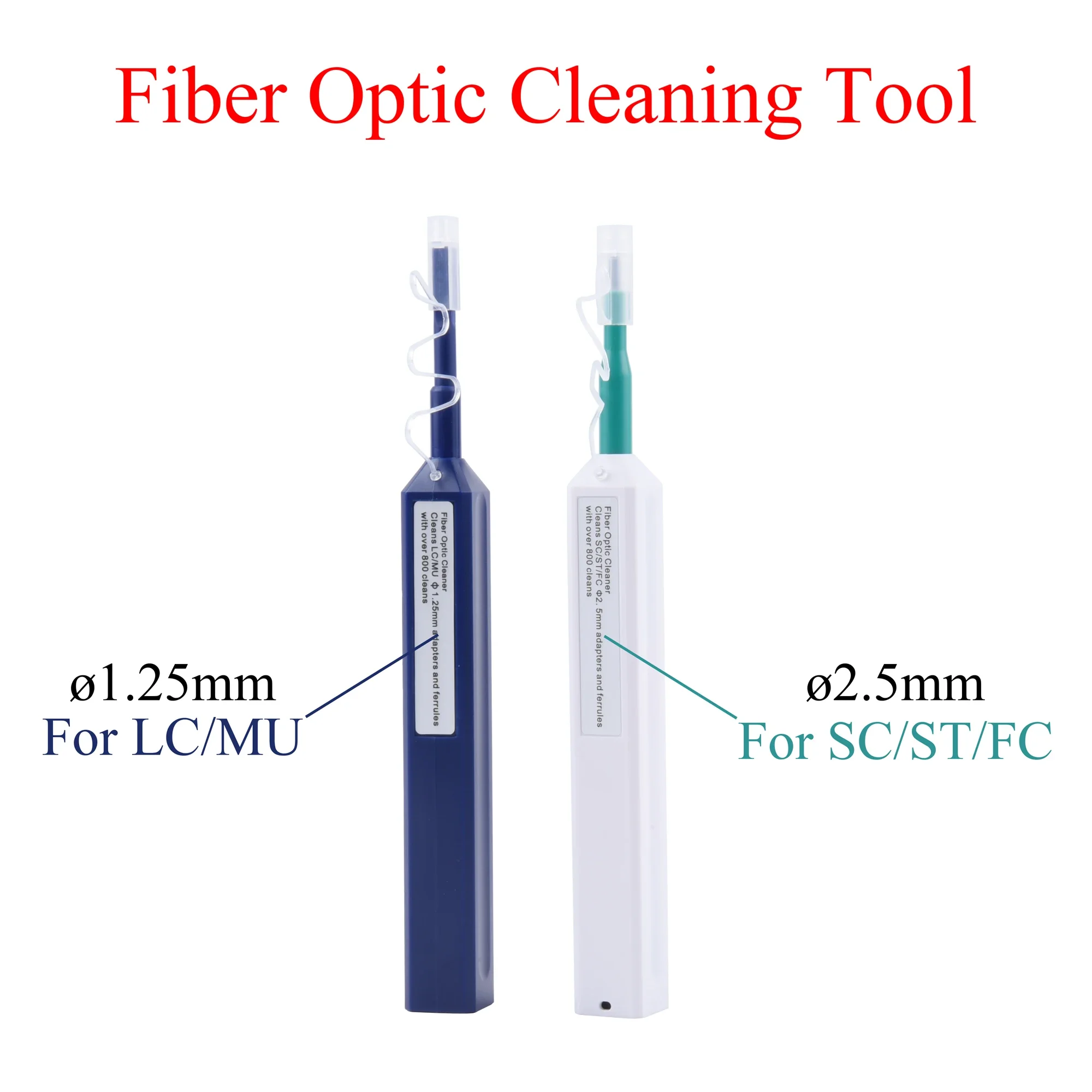 1PCS SC/FC/ST LC/MU One-Touch Fiber Optic Cleaning Tool 1.25mm and 2.5mm Cleaning Pen 800 Cleaning Fiber Optic Cleaner