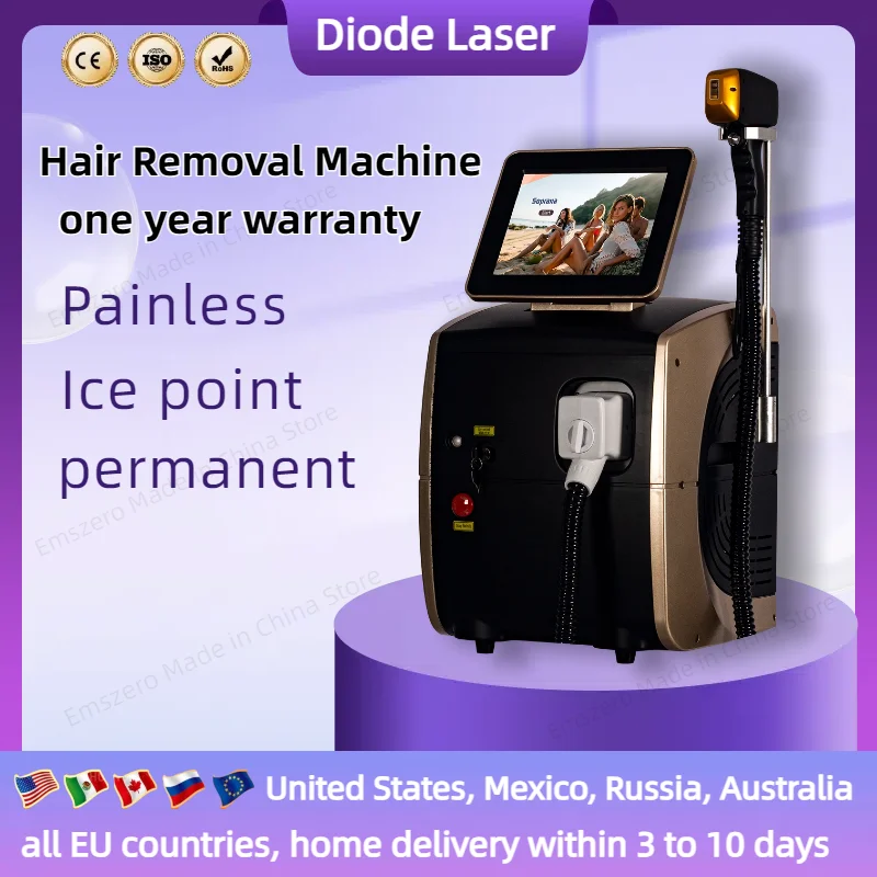 

Depiladora Laser Diode Laser Painless Hair Removal Machine Permanent Ice Platin Cooling System 3Wavelength Big Promotion