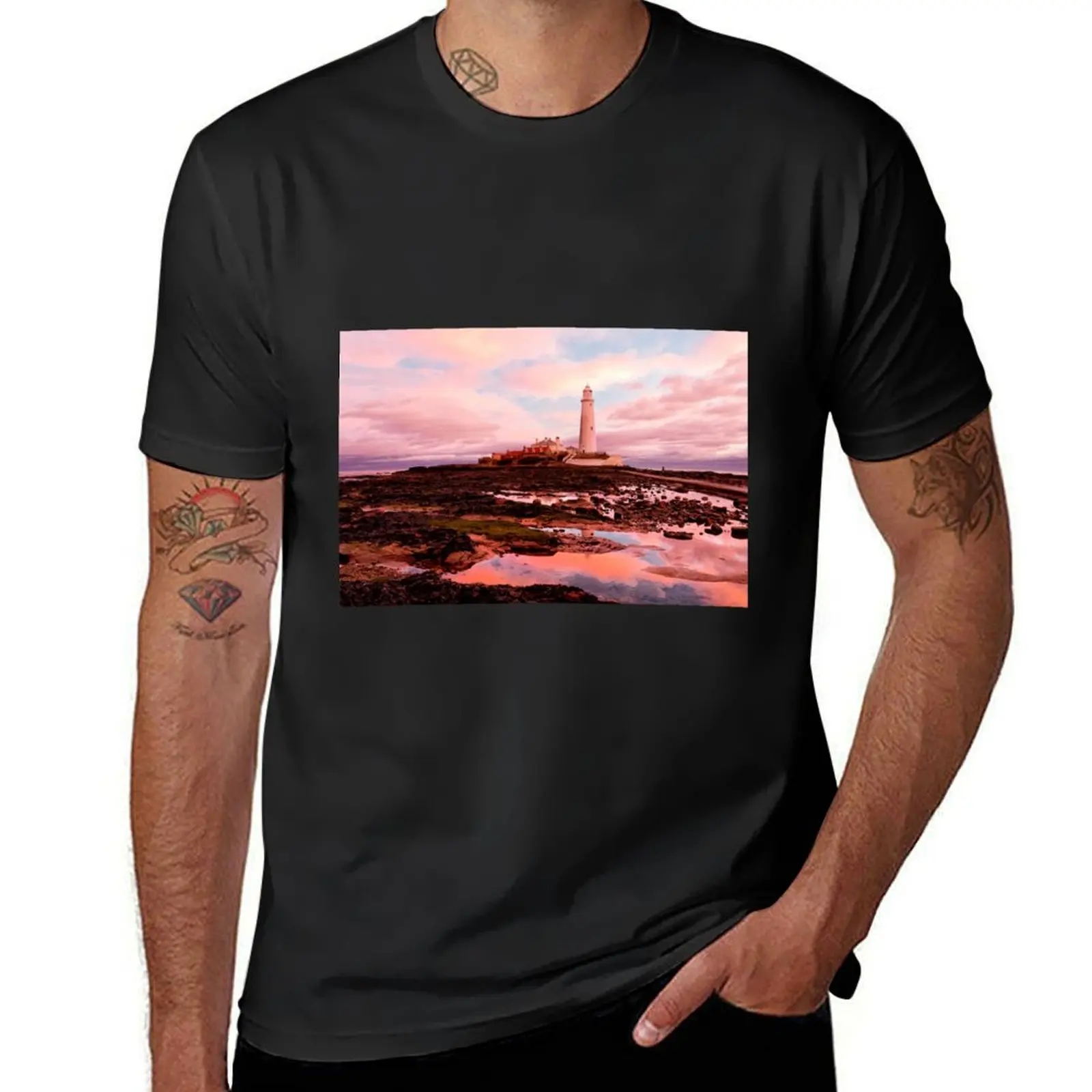 Pink and Blue St Mary's Island. T-Shirt quick drying for a boy animal prinfor boys oversized t shirt men