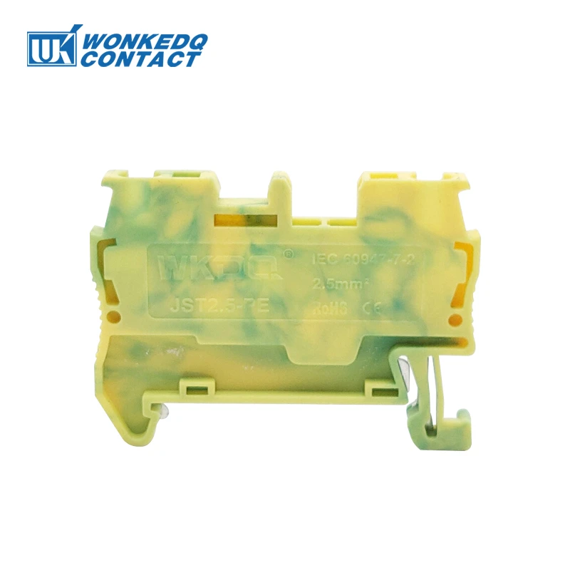 ST2.5-PE Ground Din Rail Wire Connector Terminal Block 2.5mm² Spring-cage Feed-through Protective Earth Electric ST 2.5-PE