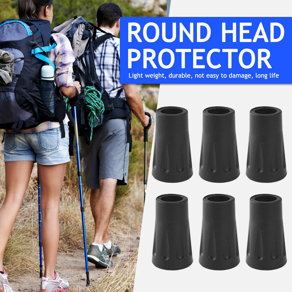 6 pçs varas de trekking protetor tampa ponta antiderrapante pólo de caminhada vara final protetor buffer leve acessórios ao ar livre
