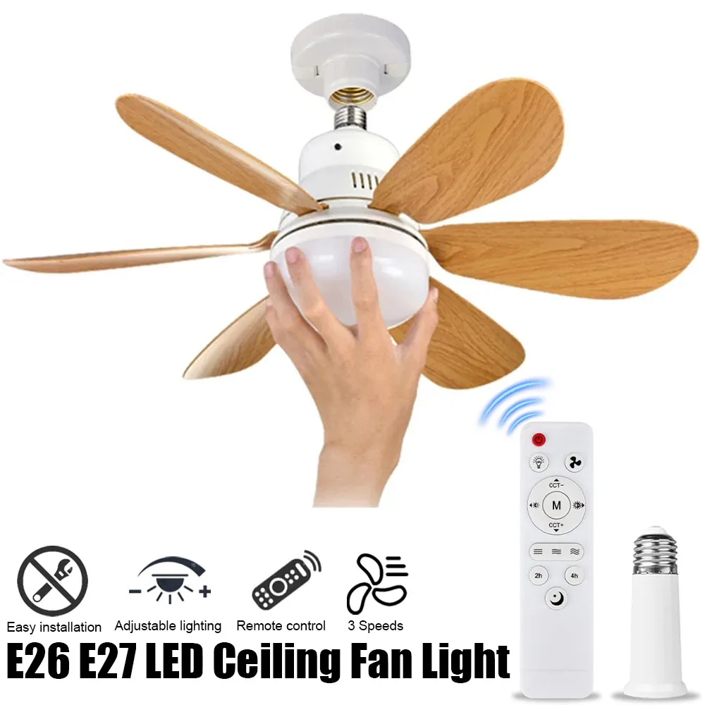 

Домашний E26 E27 Светодиодный потолочный вентилятор Беспроводной пульт дистанционного управления с бесступенчатым затемнением Ночные светильники Умный вентилятор для комнаты, офиса, учебы