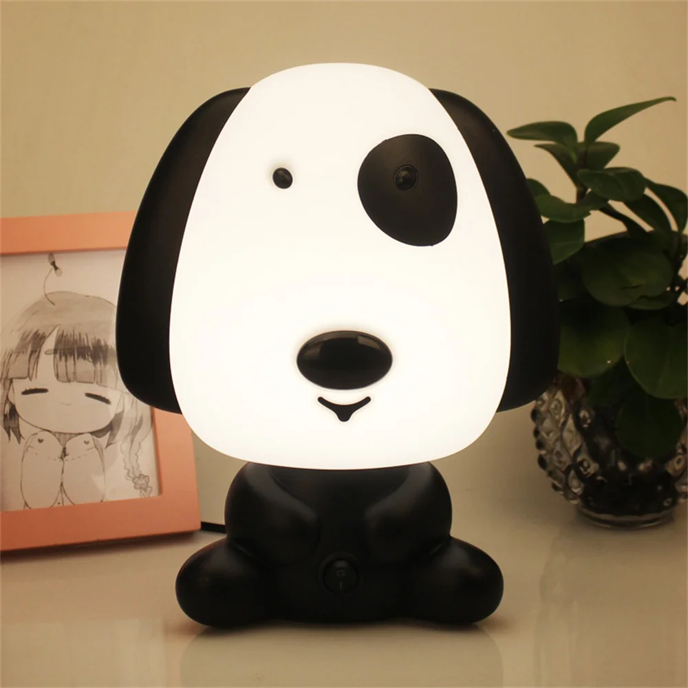 Cute Panda LED Table Lamp for Kids, Dog Bear Night Light, Lâmpada de dormir dos desenhos animados, EU Plug, Presente de Natal