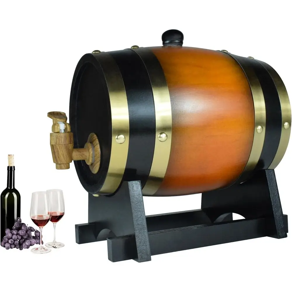 Dispensador de Barrica de Roble de 1.5L para el Envejecimiento Casero de Whisky, Vino y Licores