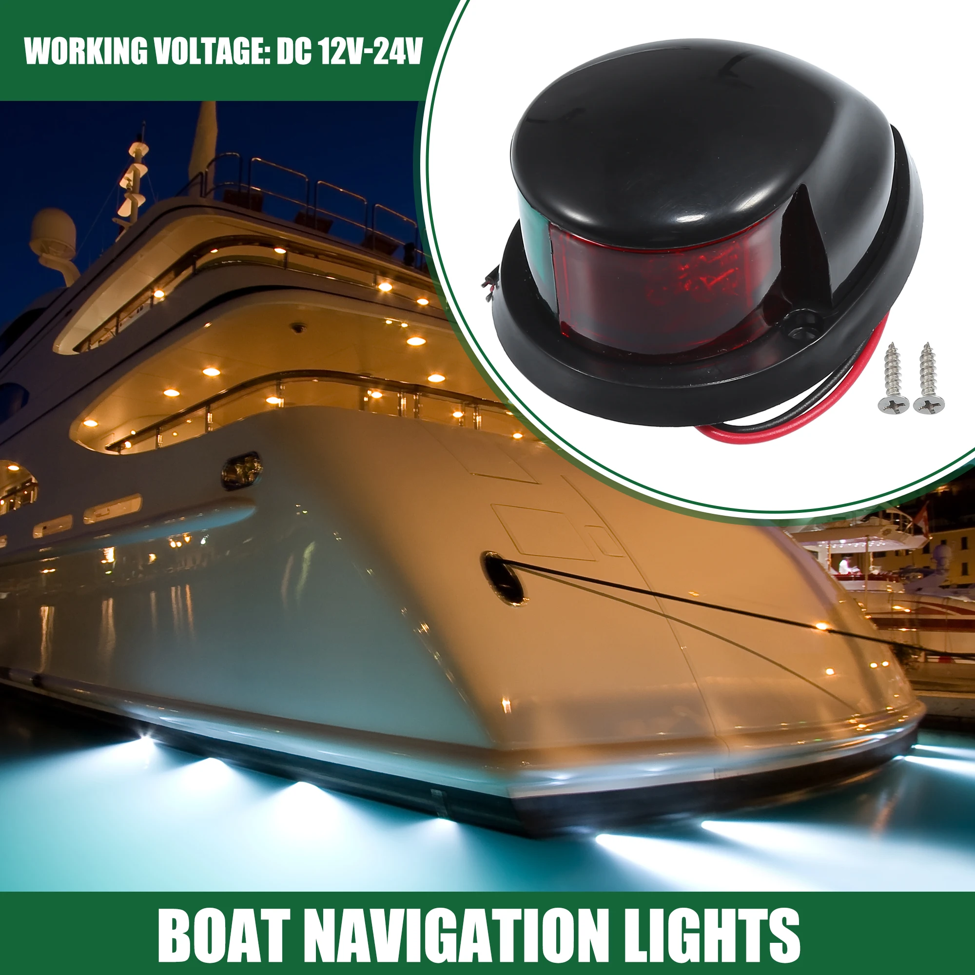 

UXCELL Universal Interior Boat Navigation Light for Small Boat Red Green Black Shell