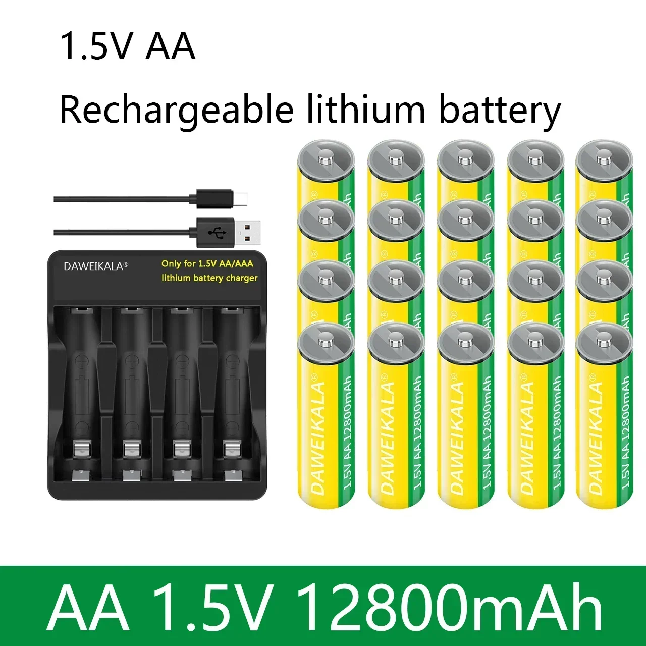 

Lithium battery 1.5V AA 12800mAh capacity rechargeable AA battery for Super Durable Good Energy Storage Fast Discharge