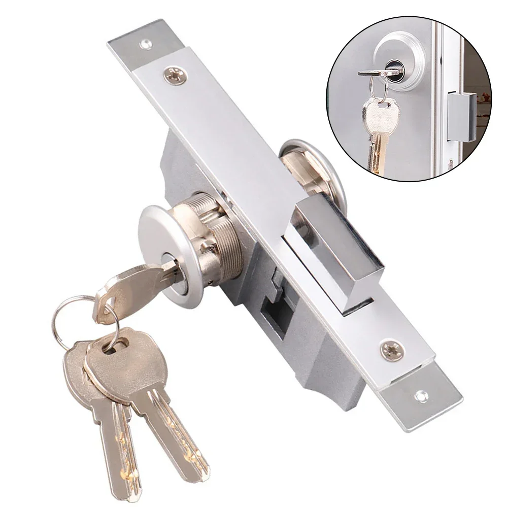 Sliding Door Locks Invisible Mortise Frame Glass Door Lock Aluminum Alloy Gate Floor Lock Hook Anti-Theft Safety Hardware