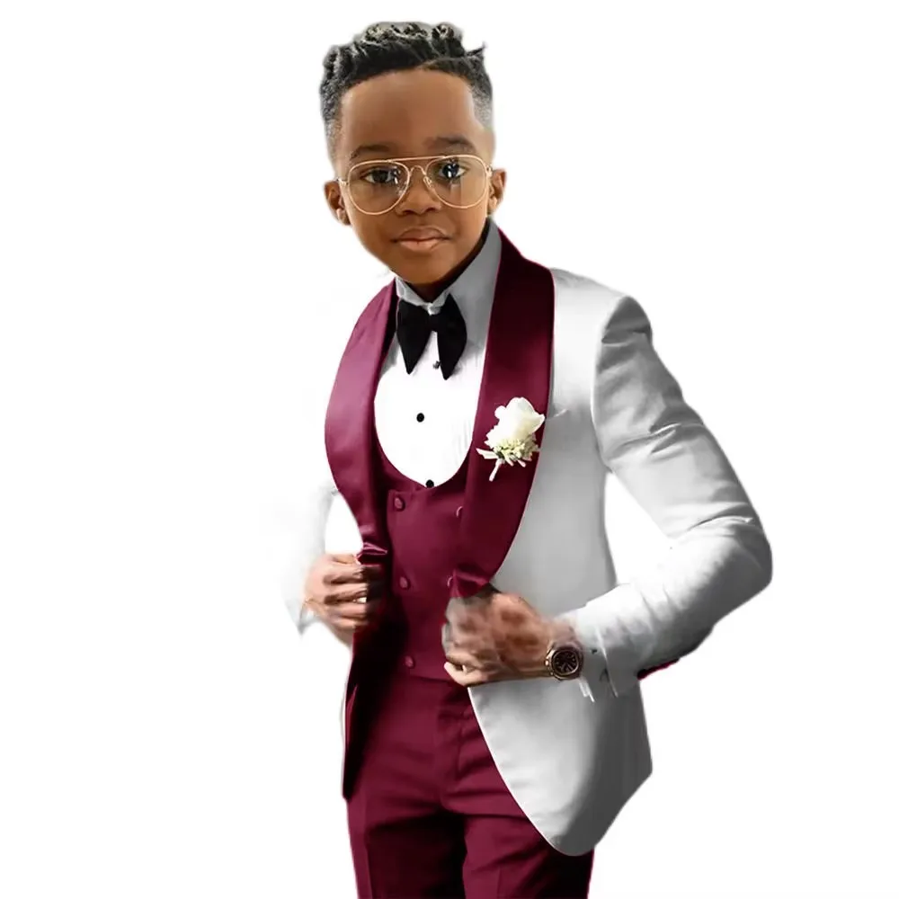 Immagine 3: Nuovo Completo da Bambino 3 Pezzi Slim Fit per Esibizioni di Pianoforte, Blazer con Risvolto a Scialle, Set Abito da Bambino per Banchetti e Feste, Taglie Forti