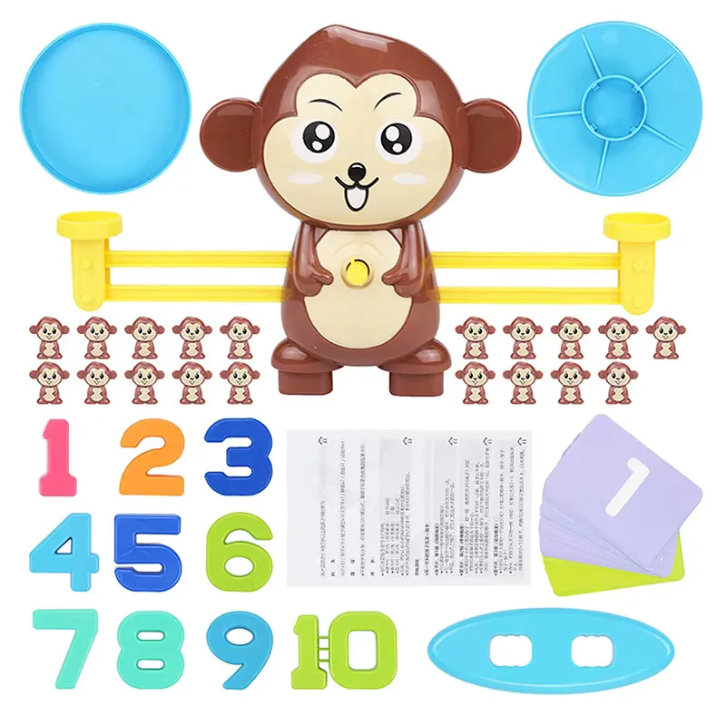 Montessori Math Toy for Kids - Digital Monkey Balance Scale Educational Game with Number Board for Learning Mathematics
