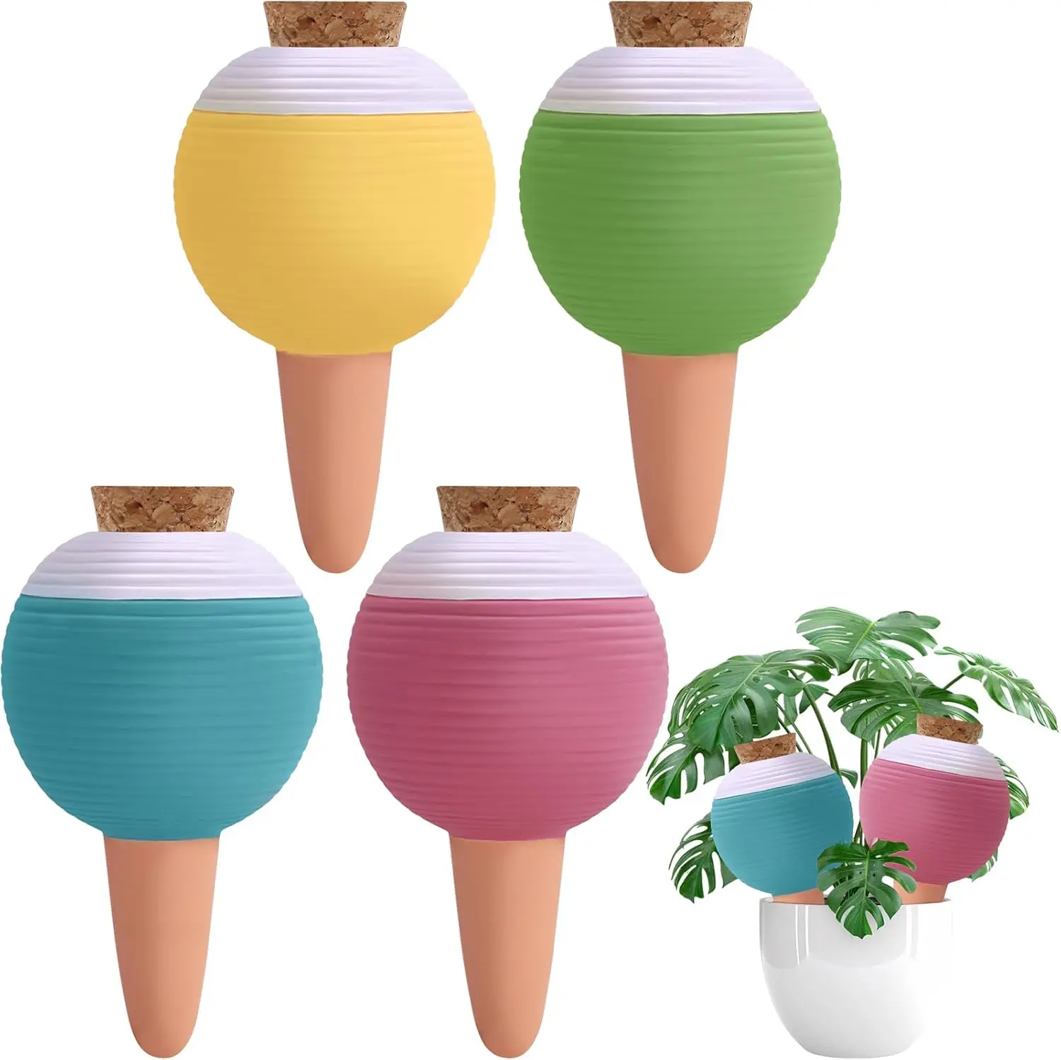 Terracotta Self-Watering Plant Watering Globes, Large Automatic Watering Stake Devices for Pots, Planters, Indoor, Outdoor