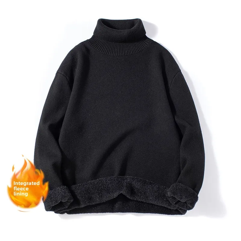 

Thiened Fce High Collar Knitted Sweater Men's Sli Warm Base Layer irt Casual Sle Polyester Blend Long Sve