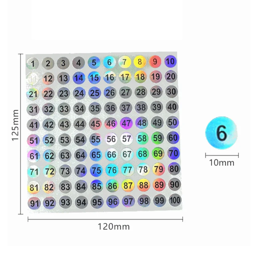 10 أوراق (1-1000) تسمية لاصقة رقم الليزر لطلاء الأظافر نصائح ملونة عرض وسم ملصقات أرقام ترقيم علامات ذاتية الصنع
