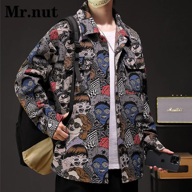 Harajuku Men\'s Clothing Jackets Camping Coat Women Fashion Slim Punk Outerwear Casual Hip Hop Streetwear Versatile Retro Jacket