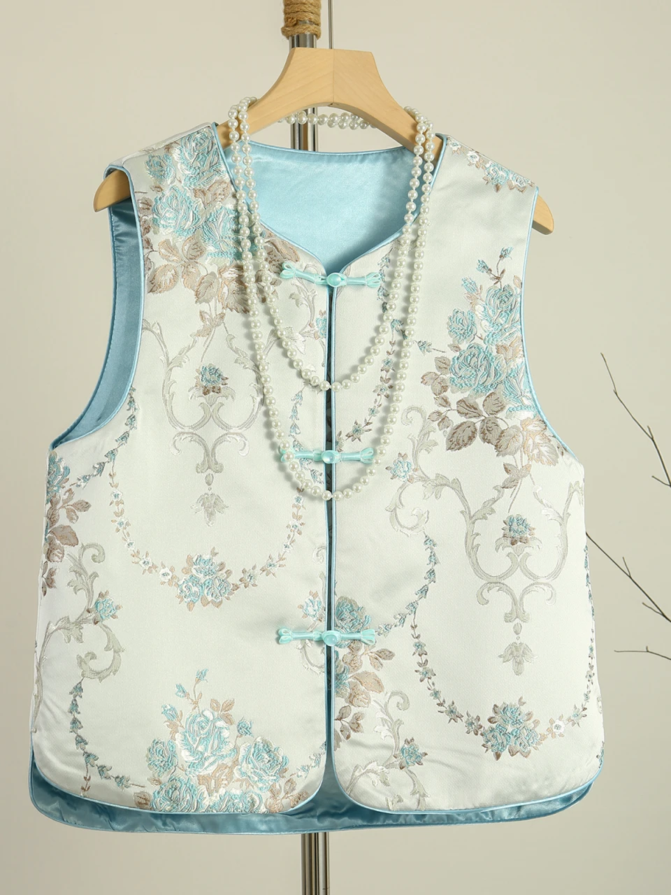 

New Chinese Sle Silk Women's Vest Svel Outerwear Spring Autumn Tang Costume Faion ly Women's Clothing