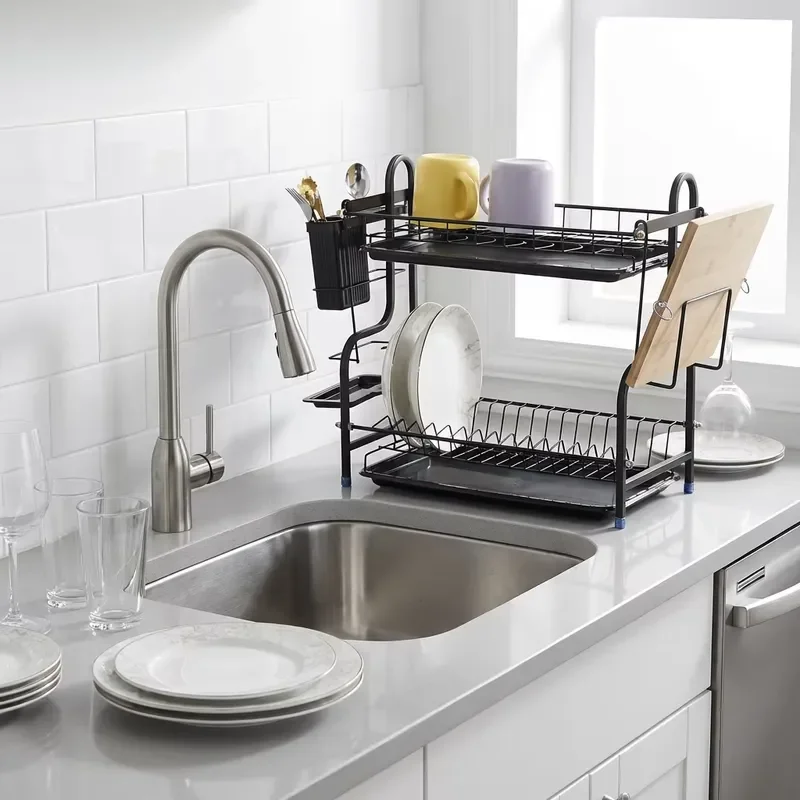 Stainless Steel Kitchen Dish Rack for Dry Storage of Bowls Cups and Spoons with Tableware Organizer Function