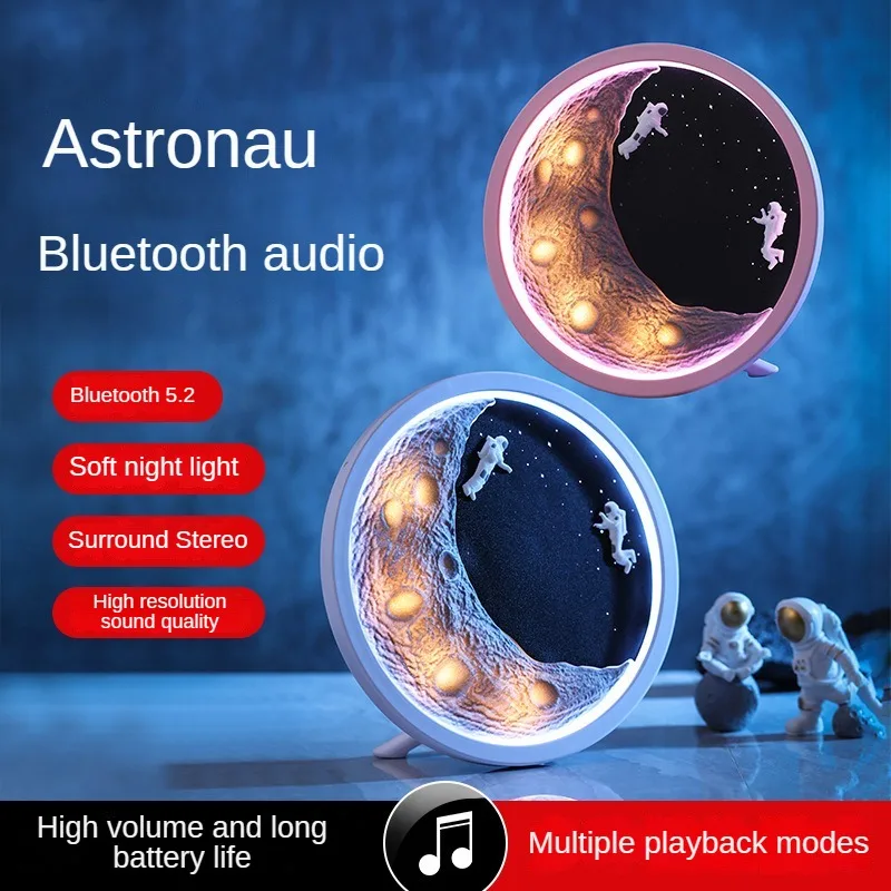 

Astronaut Moon Wireless Bluetooth Speakers Qixi Festival Birthday Gift Subwoofer Creative Cartoon Home Decoration Night Lights