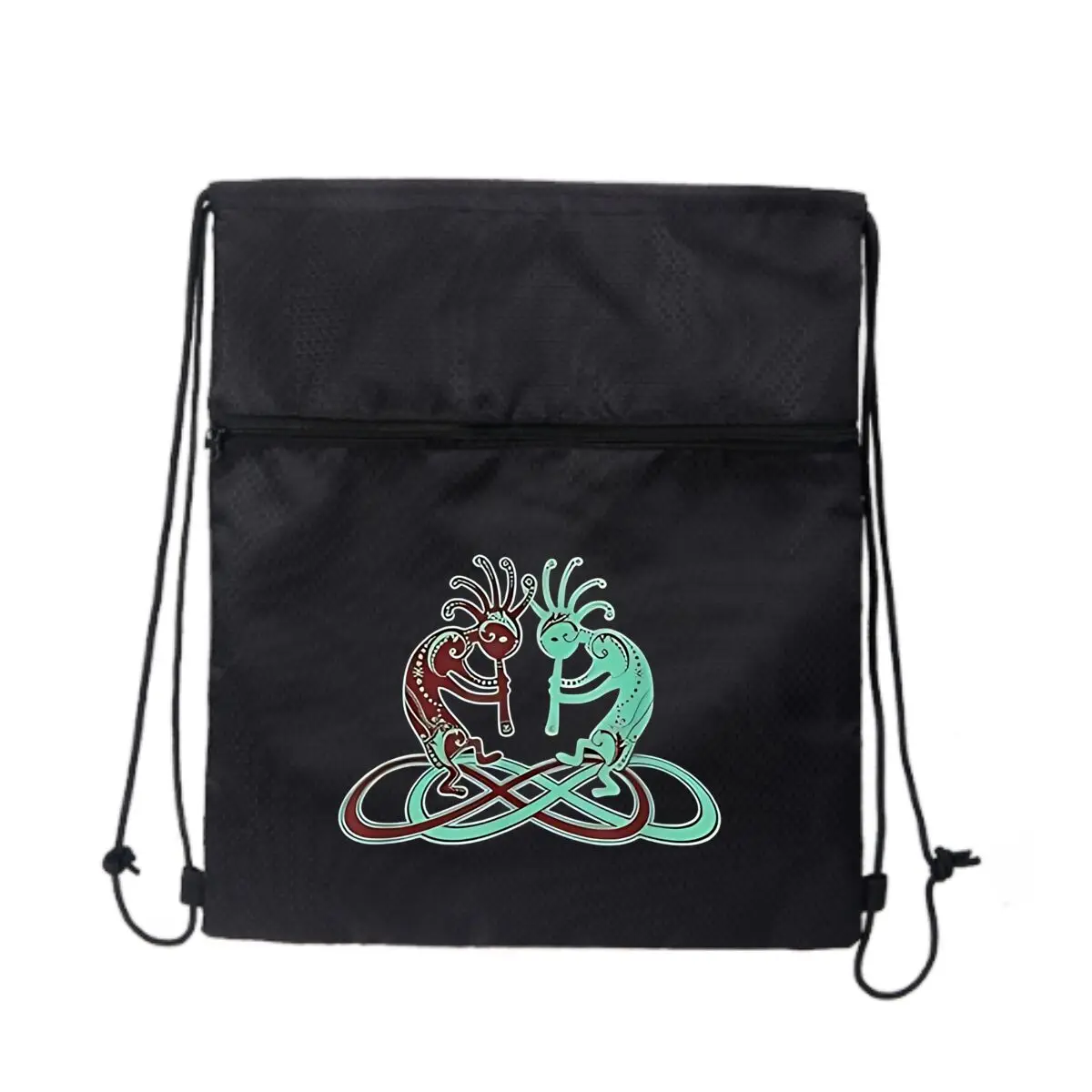 Forever Infinty Lemniscates Brown Teal Nueva mochila portátil con cordón y cremallera de gran capacidad