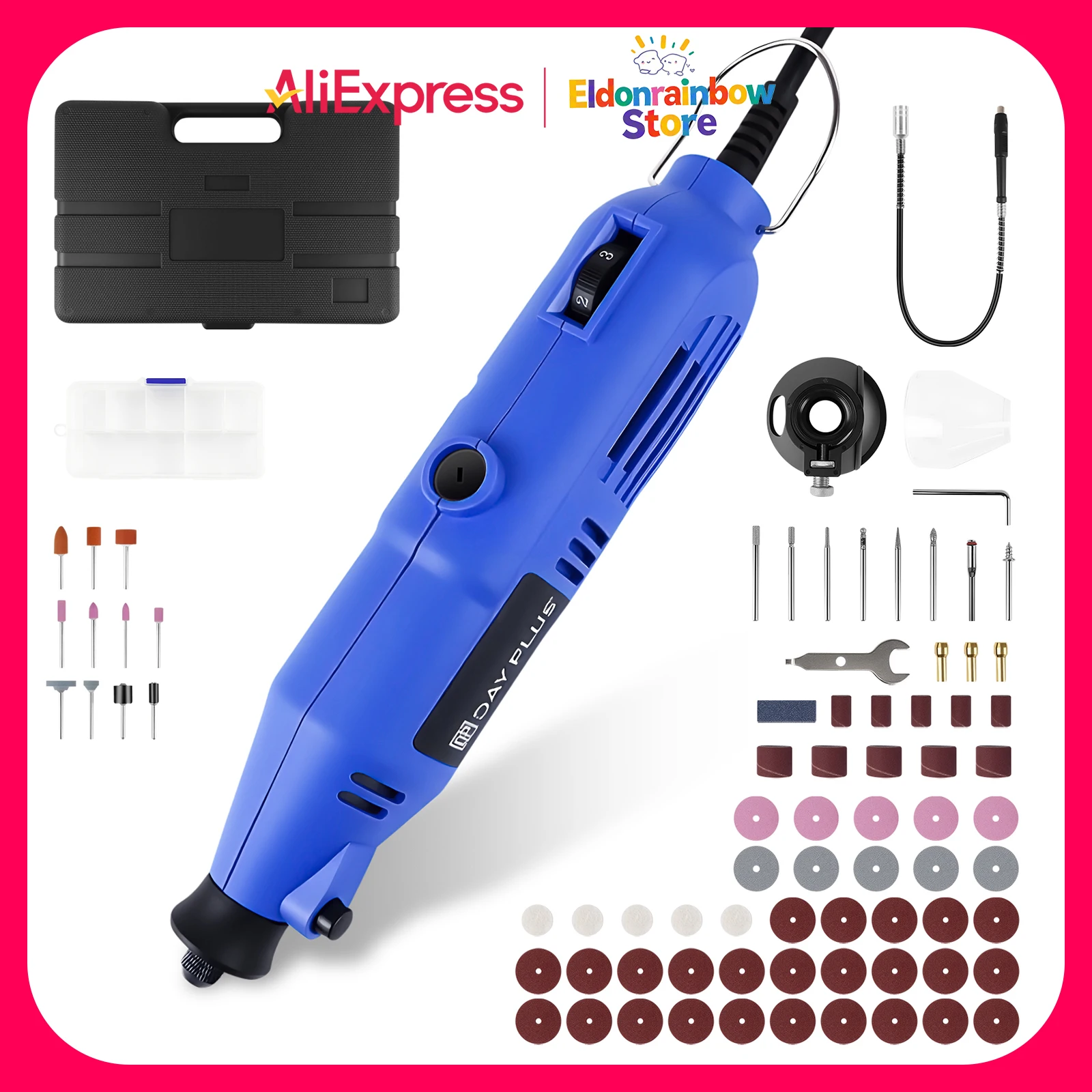 Herramienta rotativa eléctrica de 300W con accesorios de 80 piezas, Mini Kit de herramientas múltiples rotativas, juego de amoladora eléctrica de 6 velocidades variables